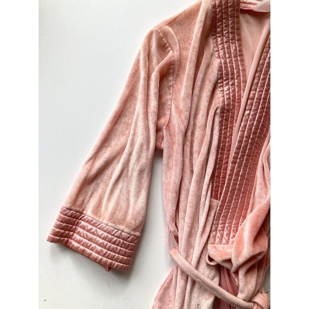 Vintage 1960's Pink Velvet Quilted Satin Robe Dressing Gown - Picture 9 of 13